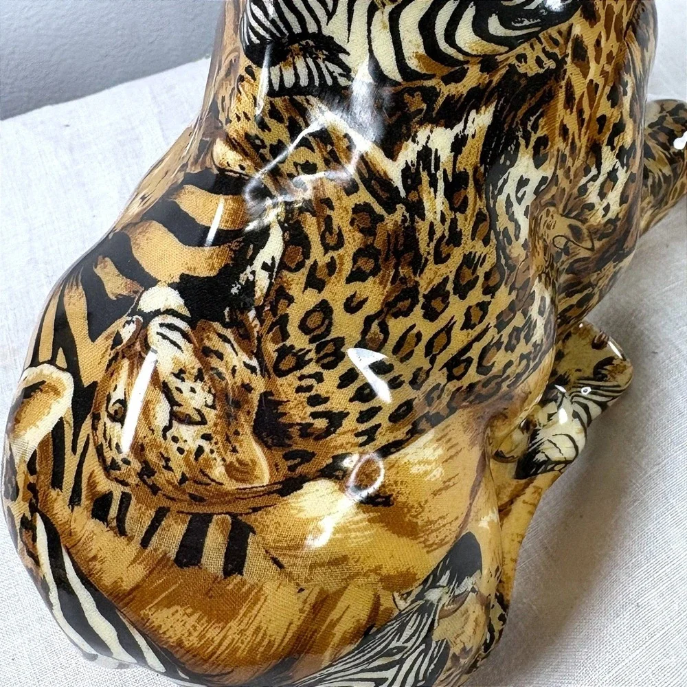 Vintage JBD Patchworks Mixed Animal Print Ceramic Giraffe Figurine